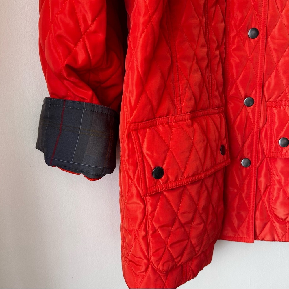 Sharon Young Quilted Classic Preppy Heritage Barn Chore Coat Orange Red Vintage - Picture 14 of 15